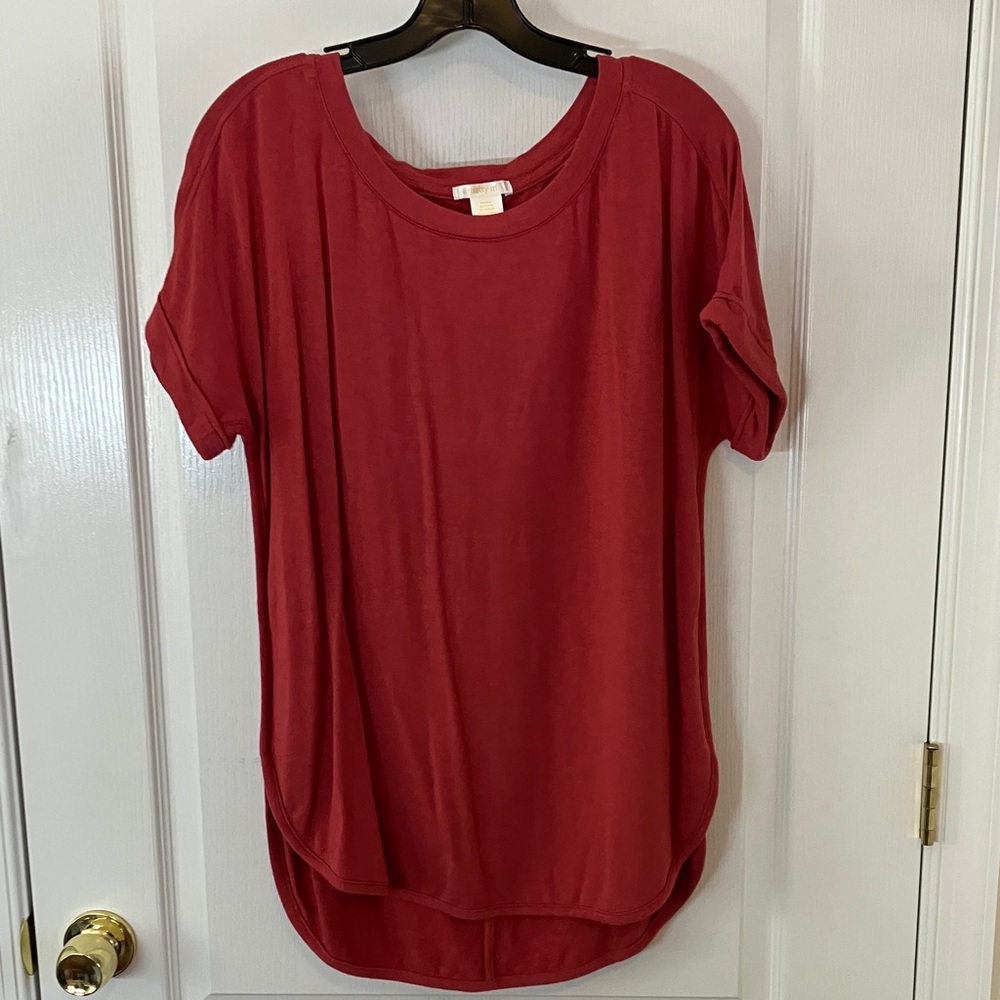 Terra-cotta rayon French Terry tunic